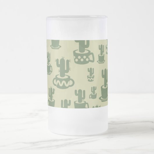 Succulent cactus silhouette in cups and pots matglas bierpul (Center)