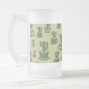 Succulent cactus silhouette in cups and pots  matglas bierpul
