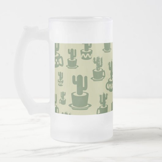 Succulent cactus silhouette in cups and pots matglas bierpul (Links)
