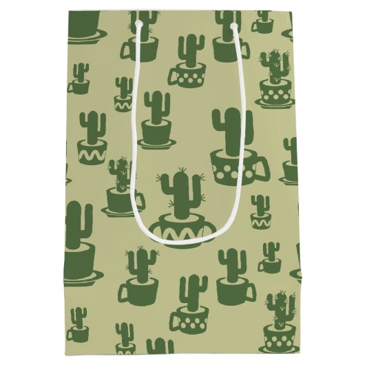 Succulent cactus silhouette in cups and pots  medium cadeauzakje (Achterkant)