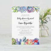 Succulent cactus waterverf Baby shower per post Kaart (Staand voorkant)