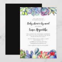 Succulent cactus waterverf Baby shower per post