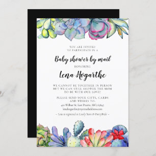 Succulent cactus waterverf Baby shower per post Kaart