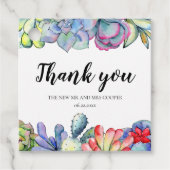 Succulent cactus waterverf bruiloft bedankjes labels (Voorkant)