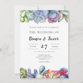 Succulent cactus waterverf bruiloft kaart (Voorkant)