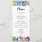 Succulent cactus waterverf bruiloft menu (Voorkant)