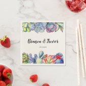 Succulent cactus waterverf bruiloft papier servet (Insitu)