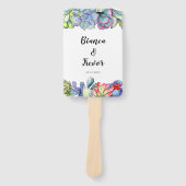 Succulent cactus waterverf bruiloft programma handwaaier (Voorkant)