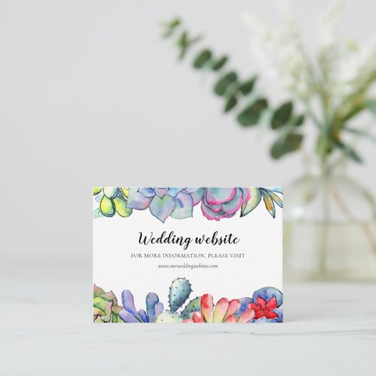 Succulent cactus waterverf bruiloft website kaart (Staand voorkant)