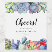 Succulent cactus waterverf bruiloft wijn etiket (Enkel label)