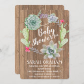 Succulent Cactus Wreath Baby shower Uitnodiging (Voorkant / Achterkant)