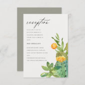 Succulent Cactus Yellow Foliage Weddenschap Recept Informatiekaartje (Voorkant / Achterkant)