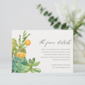 Succulent Cactus Yellow Foliage Wedding Details Informatiekaartje (Staand voorkant)