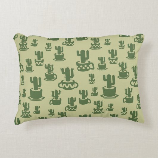 Succulent cactussilhouet in bekertjes en potten ac accent kussen (Voorkant)