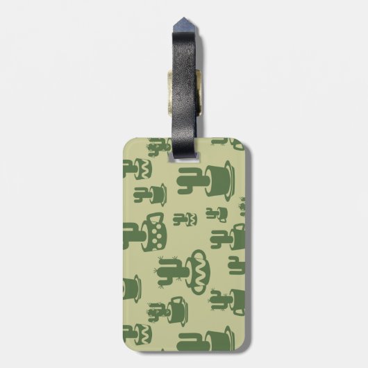 Succulent cactussilhouet in bekertjes en potten bagagelabel (Achterkant verticaal)