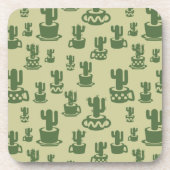 Succulent cactussilhouet in bekertjes en potten bier onderzetter (Voorkant)