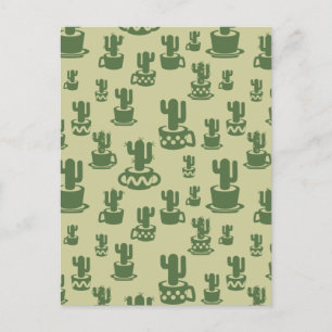 Succulent cactussilhouet in bekertjes en potten briefkaart