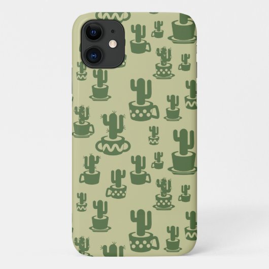 Succulent cactussilhouet in bekertjes en potten Case-Mate iPhone case (Achterkant)