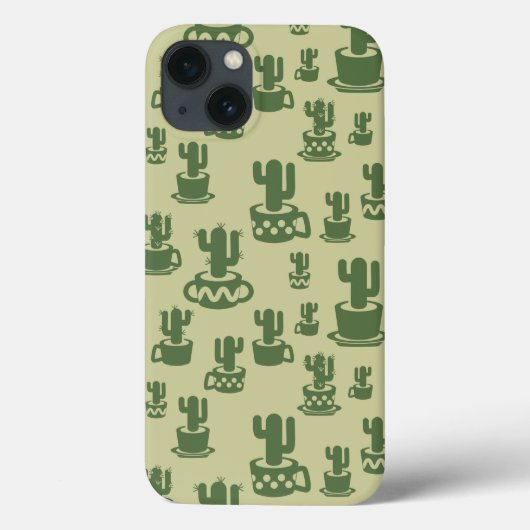 Succulent cactussilhouet in bekertjes en potten Case-Mate iPhone case (Achterkant)
