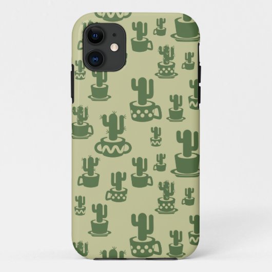 Succulent cactussilhouet in bekertjes en potten Case-Mate iPhone case (Achterkant)