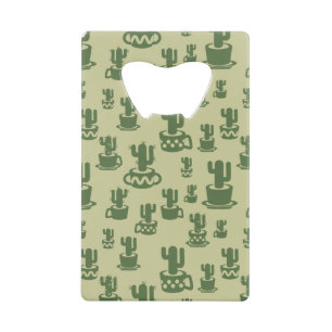 Succulent cactussilhouet in bekertjes en potten creditkaart flessenopener