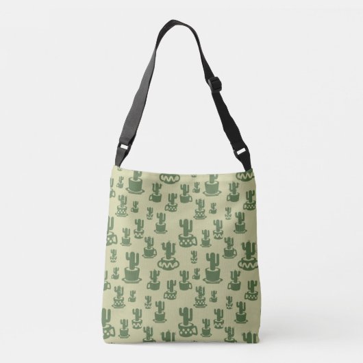 Succulent cactussilhouet in bekertjes en potten crossbody tas (Achterkant)