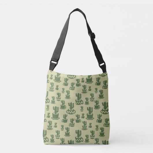 Succulent cactussilhouet in bekertjes en potten crossbody tas (Voorkant)