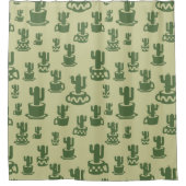 Succulent cactussilhouet in bekertjes en potten douchegordijn (Voorkant)