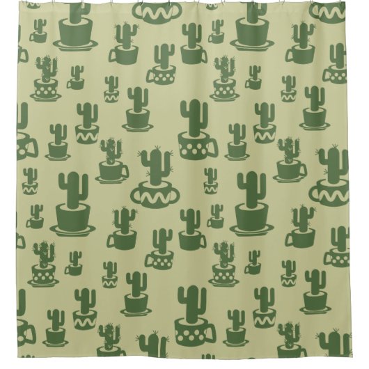 Succulent cactussilhouet in bekertjes en potten douchegordijn (Voorkant)