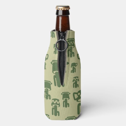 Succulent cactussilhouet in bekertjes en potten flesjeskoeler (Fles Achterkant)