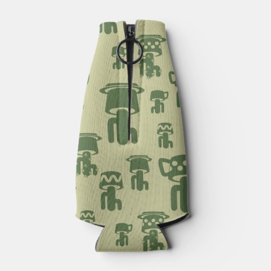 Succulent cactussilhouet in bekertjes en potten flesjeskoeler (Achterkant)