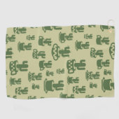 Succulent cactussilhouet in bekertjes en potten golfhanddoek (Horizontaal)