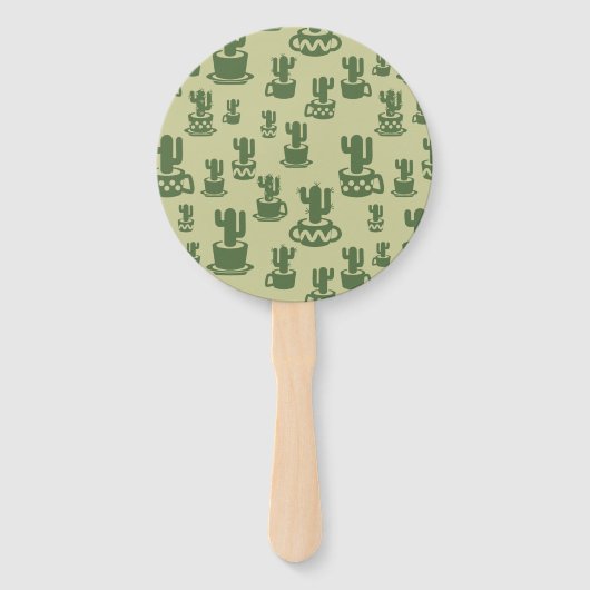 Succulent cactussilhouet in bekertjes en potten handwaaier (Achterkant)