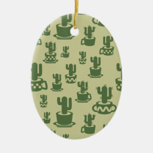 Succulent cactussilhouet in bekertjes en potten keramisch ornament