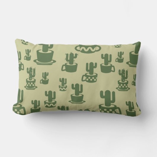 Succulent cactussilhouet in bekertjes en potten kussen (Voorkant)
