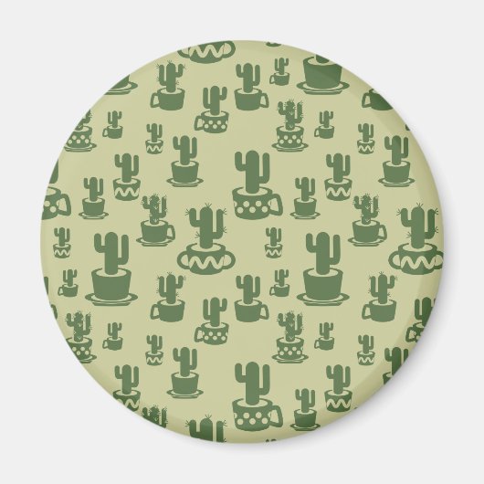 Succulent cactussilhouet in bekertjes en potten magneet (Voorkant)