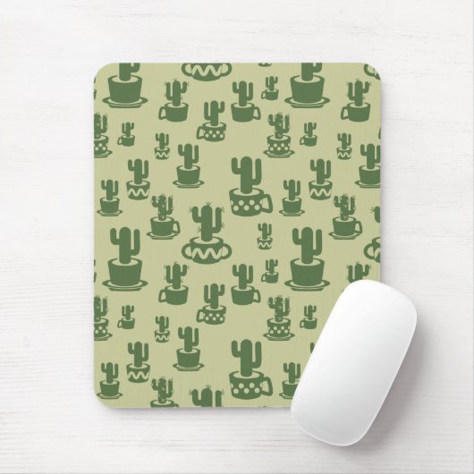 Succulent cactussilhouet in bekertjes en potten muismat (Met muis)
