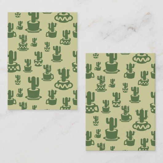 Succulent cactussilhouet in bekertjes en potten notitiekaartje (Voorkant / Achterkant)