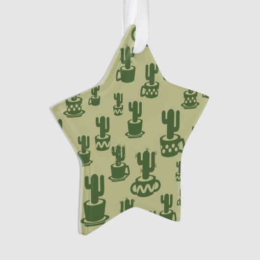 Succulent cactussilhouet in bekertjes en potten ornament (voorkant)
