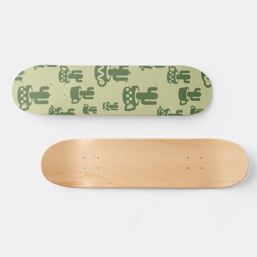 Succulent cactussilhouet in bekertjes en potten persoonlijk skateboard (Horizontaal)