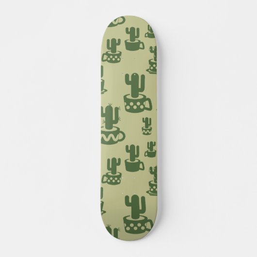 Succulent cactussilhouet in bekertjes en potten persoonlijk skateboard (Voorkant)