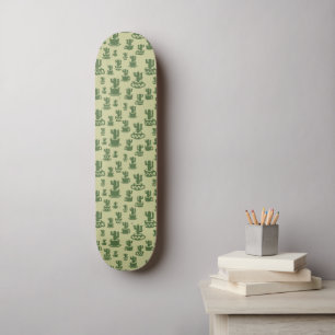 Succulent cactussilhouet in bekertjes en potten persoonlijk skateboard
