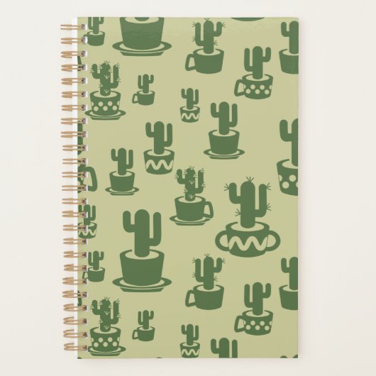 Succulent cactussilhouet in bekertjes en potten planner (Voorkant)