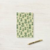 Succulent cactussilhouet in bekertjes en potten post-it® notes (Op bureau)