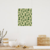 Succulent cactussilhouet in bekertjes en potten poster (Keuken)