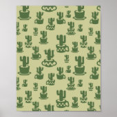 Succulent cactussilhouet in bekertjes en potten poster (Voorkant)