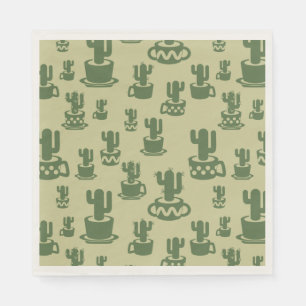 Succulent cactussilhouet in bekertjes en potten servet
