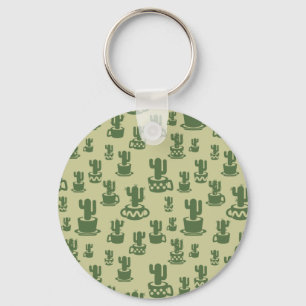 Succulent cactussilhouet in bekertjes en potten sleutelhanger