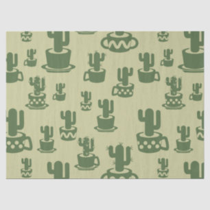 Succulent cactussilhouet in bekertjes en potten tissuepapier