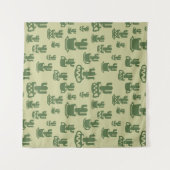 Succulent cactussilhouet in bekertjes en potten wandkleed (Voorkant (horizontaal))